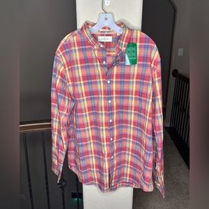 Hawker Rye Red Plaid Men’s Essential Wash Stretch Shirt Size XL Cotton Classic